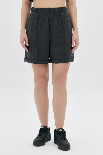 BELİ LASTİKLİ NERVÜRLÜ DUBLE PAÇA ŞORT - Resim 2