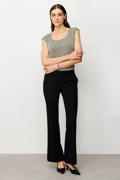 Ekol Yandan Cepli İspanyol Paça Pantolon - Resim 2