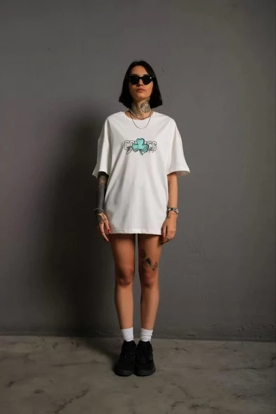 Kadın Sırt Baskılı T-shirt - Beyaz - Resim 2