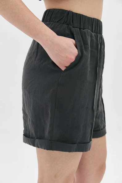 BELİ LASTİKLİ NERVÜRLÜ DUBLE PAÇA ŞORT - Resim 3