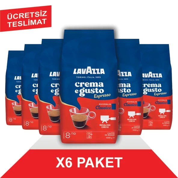 Lavazza Crema e Gusto Classico Çekirdek Kahve (1000gr) x6