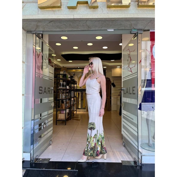 BASKILI KETEN KUMAŞ BLUZ ürün görseli 1