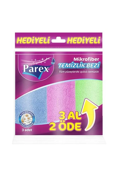 Parex Mikrofiber Temizlik Bezi 32 X 32 Cm 3 Al 2 Öde - Karışık Renkler - 1