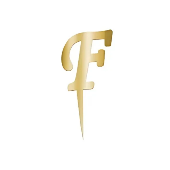 F Harfi Altın Pleksi Pasta Süsü 7 cm ürün görseli 1