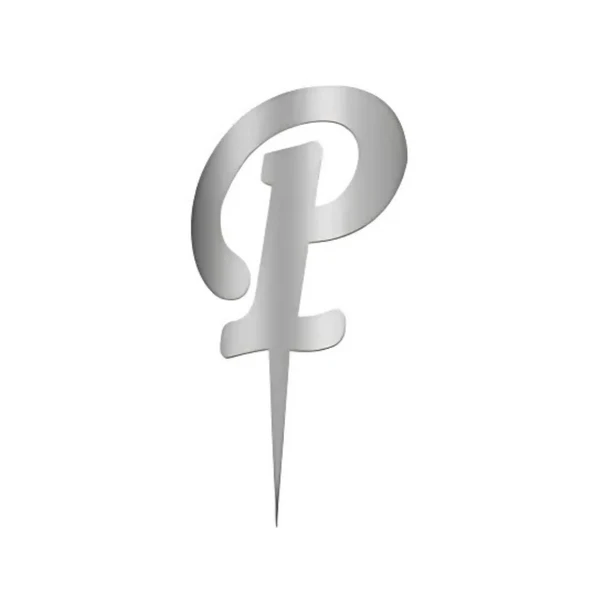 P Harfi Gümüş Pleksi Pasta Süsü 7 cm