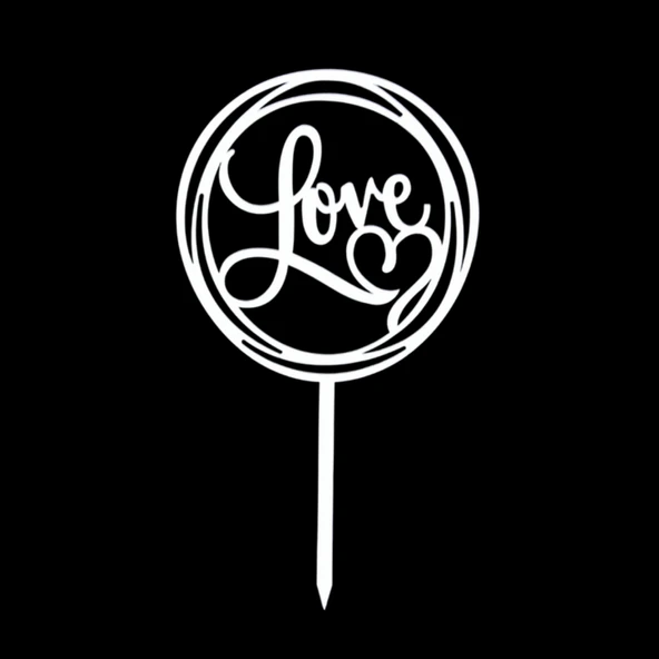 Love Gümüş Pleksi Pasta Süsü ürün görseli 1