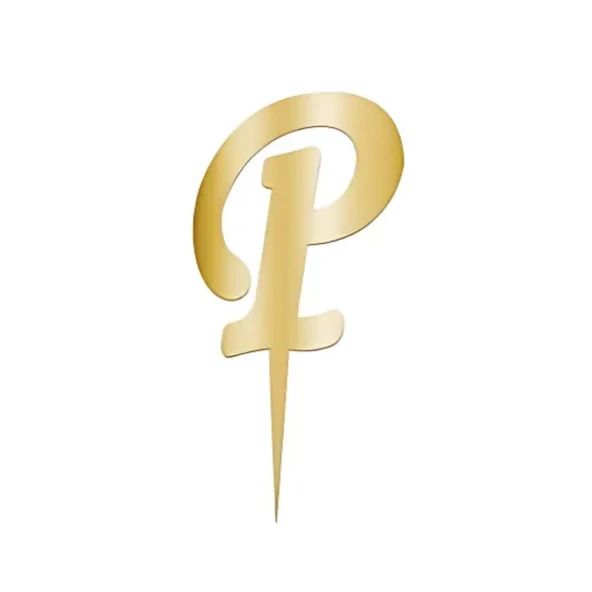 P Harfi Altın Pleksi Pasta Süsü 7 cm ürün görseli