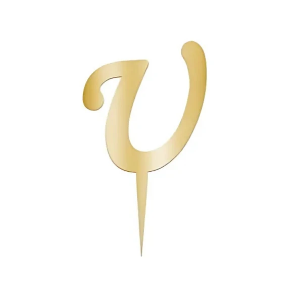 U Harfi Altın Pleksi Pasta Süsü 7 cm ürün görseli