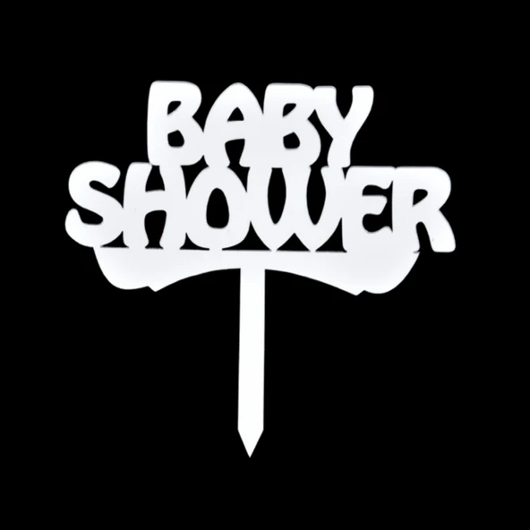 Baby Shower Gümüş Pleksi Pasta Süsü ürün görseli