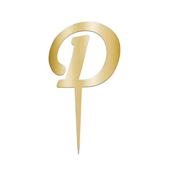 D Harfi Altın Pleksi Pasta Süsü 7 cm