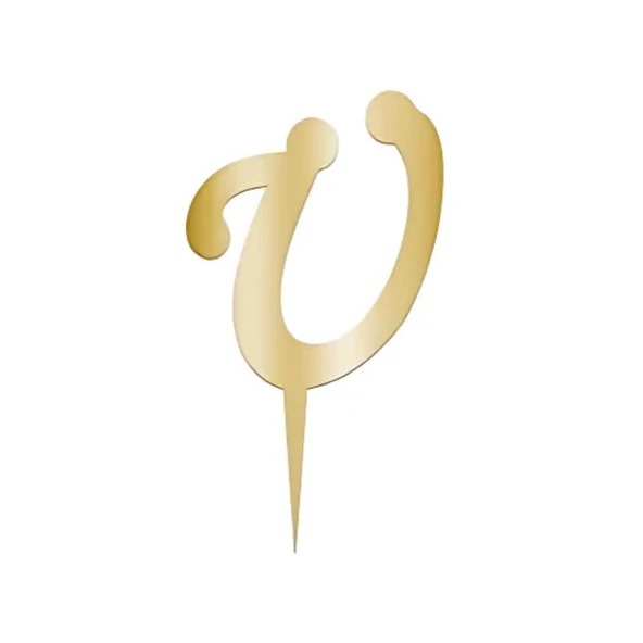 Ü Harfi Altın Pleksi Pasta Süsü 7 cm ürün görseli