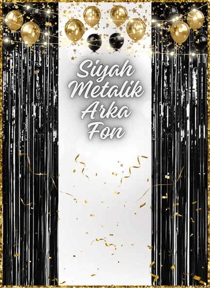 Siyah Metalize Püskül Arka Fon 100*200 cm ürün görseli 1