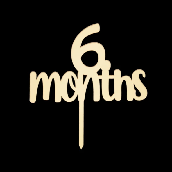 6 Months Altın Pleksi Pasta Süsü ürün görseli