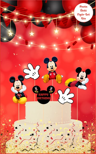 Mickey Mouse Temalı Pasta Üstü Figür Set ürün görseli