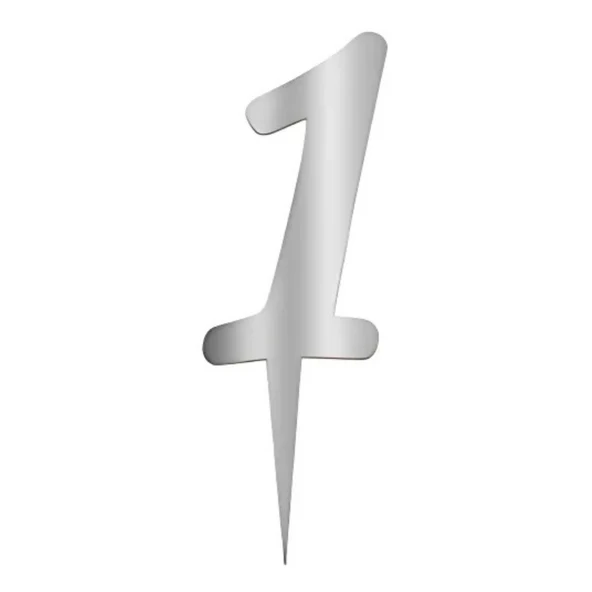 1 Rakam Gümüş Pleksi Pasta Süsü 7 cm ürün görseli 1