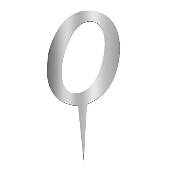 0 Rakam Gümüş Pleksi Pasta Süsü 7 cm ürün görseli