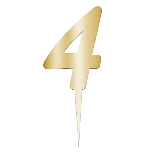 4 Rakam Altın Pleksi Pasta Süsü 7 cm - 1