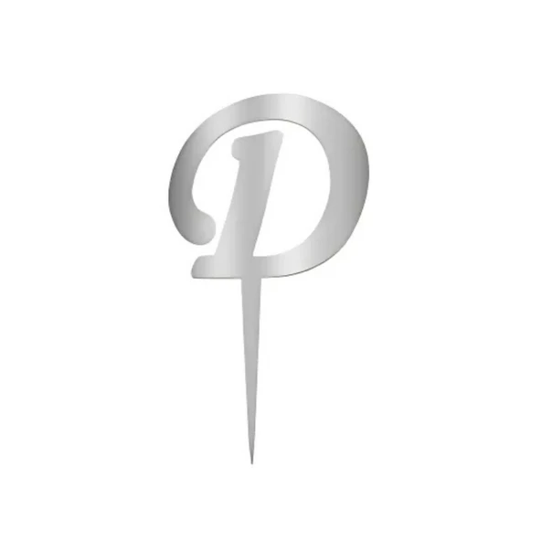 D Harfi Gümüş Pleksi Pasta Süsü 7 cm ürün görseli 1
