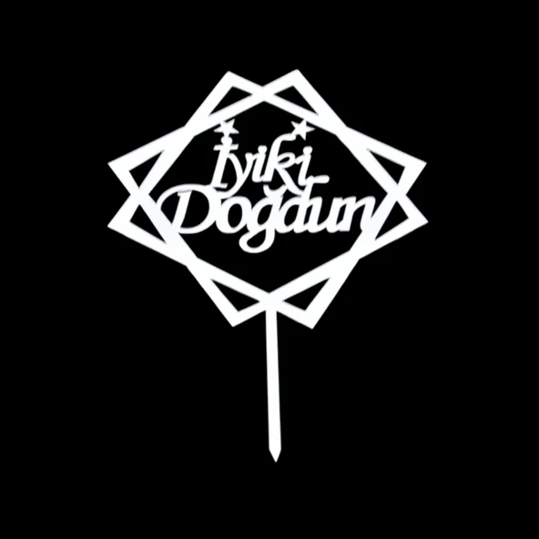 İyiki Doğdun Gümüş Pleksi Pasta Süsü ürün görseli