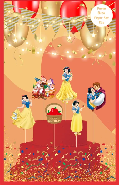 Pamuk Prenses Temalı Pasta Üstü Figür Set ürün görseli