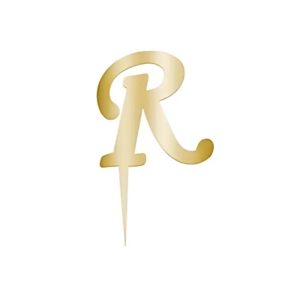 R Harfi Altın Pleksi Pasta Süsü 7 cm