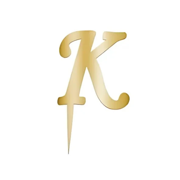 K Harfi Altın Pleksi Pasta Süsü 7 cm ürün görseli