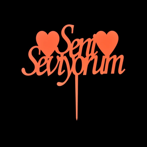 Seni Seviyorum Kırmızı Pleksi Pasta Süsü