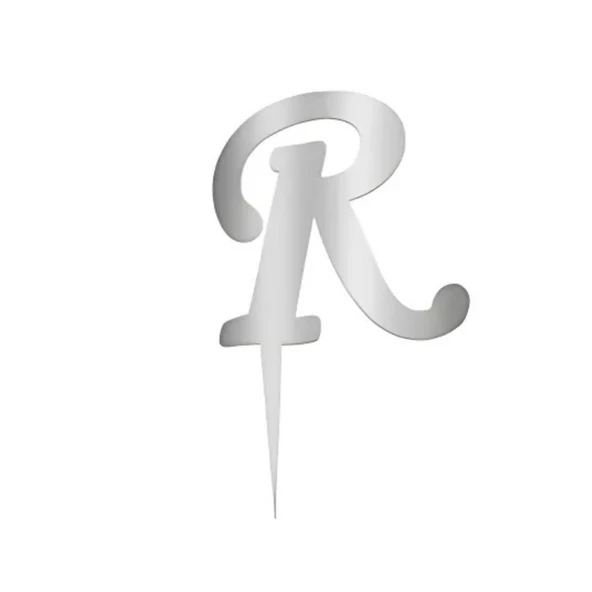 R Harfi Gümüş Pleksi Pasta Süsü 7 cm ürün görseli