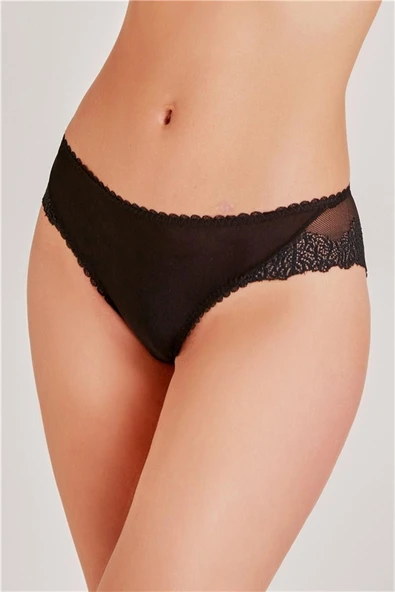 ÖNÜ KUMAŞ ARKASI DANTEL SLIP KÜLOT - Resim 4