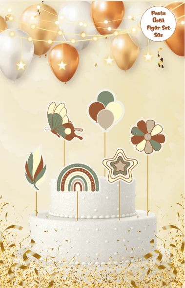 Retro Temalı Pasta Üstü Figür Set ürün görseli