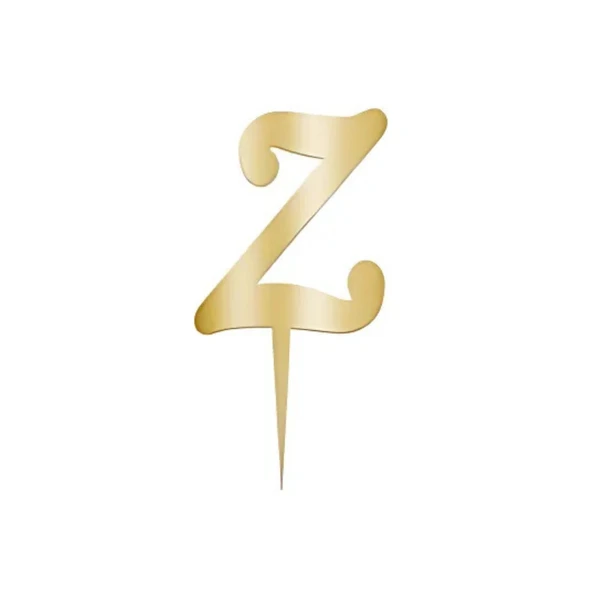 Z Harfi Altın Pleksi Pasta Süsü 7 cm ürün görseli
