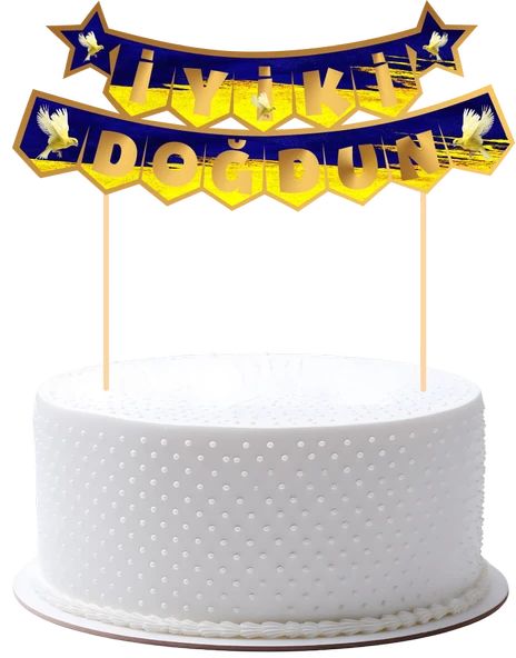 Sarı Lacivert Taraftar Pasta Üstü Banner ürün görseli