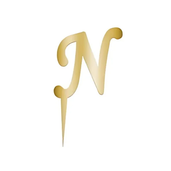 N Harfi Altın Pleksi Pasta Süsü 7 cm ürün görseli