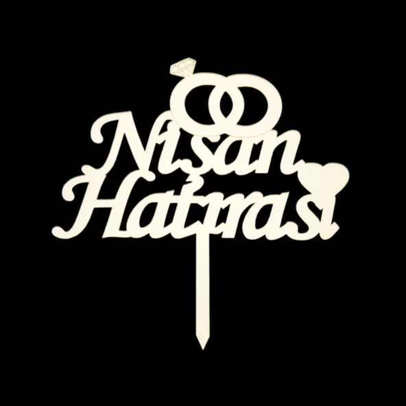 Nişan Hatırası Altın Pleksi Pasta Süsü ürün görseli