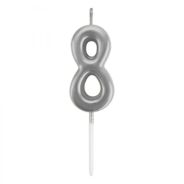 8 Rakam Mum Gümüş - 1