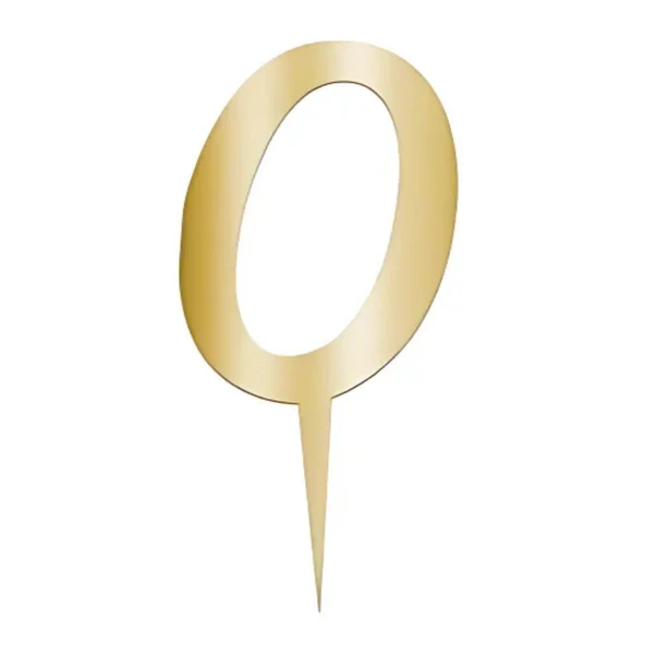 0 Rakam Altın Pleksi Pasta Süsü 7 cm ürün görseli