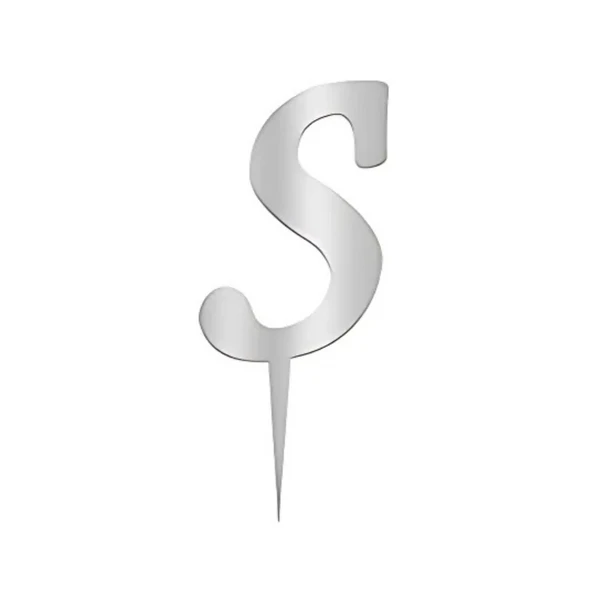 S Harfi Gümüş Pleksi Pasta Süsü 7 cm ürün görseli 1