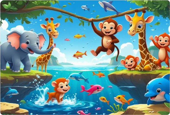 Safari Dikdörtgen Pasta Yenilebilir Resim Baskı 28*19 cm ürün görseli