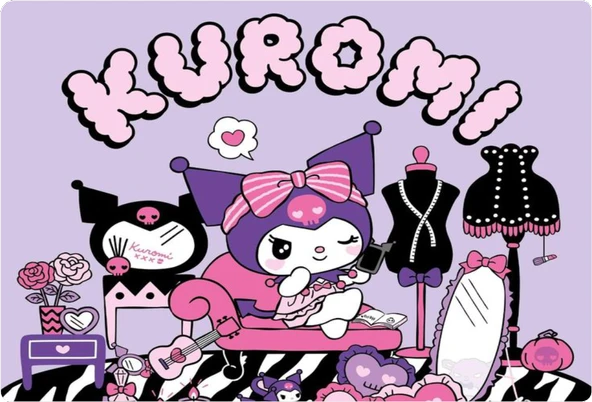 Kuromi Dikdörtgen Pasta Yenilebilir Resim Baskı 28*19 cm ürün görseli 1