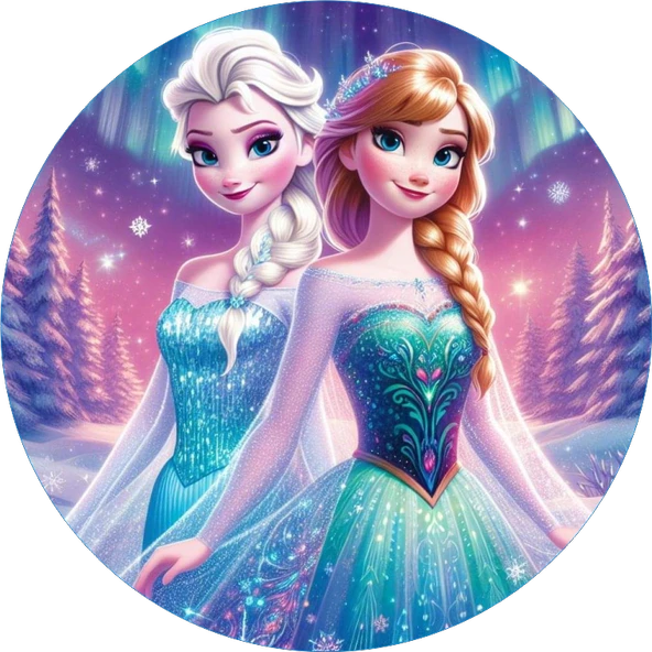 Frozen Yuvarlak Pasta Yenilebilir Resim Baskı 20 cm ürün görseli