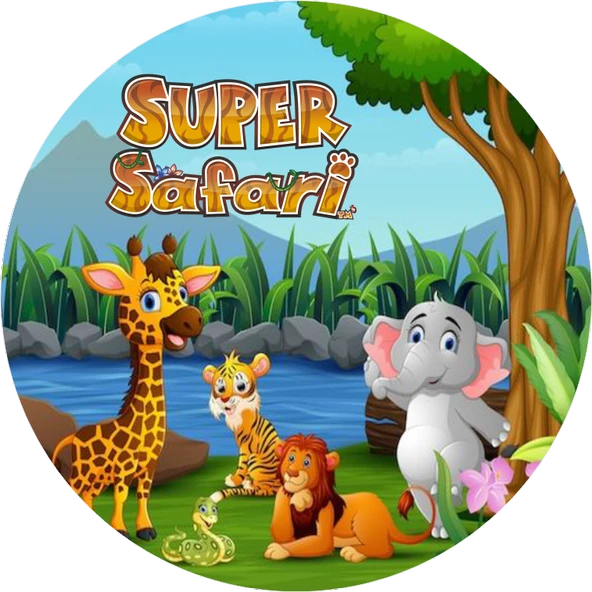 Safari Yuvarlak Pasta Yenilebilir Resim Baskı 20 cm ürün görseli