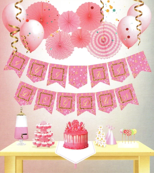 İyiki Doğdun Pembe Temalı Uzar Yazı Banner ürün görseli 1