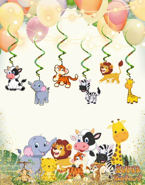 Safari Temalı 3D Tavan Sarkıt 6 lı ürün görseli 1