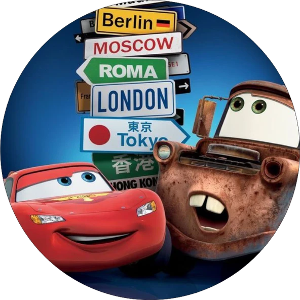 Cars Yuvarlak Pasta Yenilebilir Resim Baskı 20 cm ürün görseli