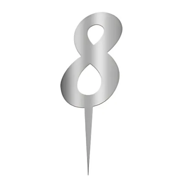 8 Rakam Gümüş Pleksi Pasta Süsü 7 cm ürün görseli