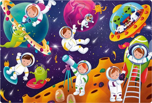 Uzay Dikdörtgen Pasta Yenilebilir Resim Baskı 28*19 cm ürün görseli