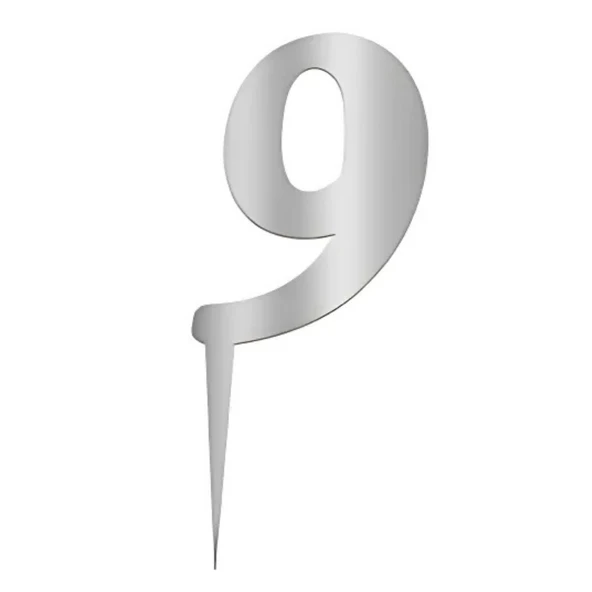 9 Rakam Gümüş Pleksi Pasta Süsü 7 cm ürün görseli