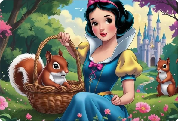 Pamuk Prenses Dikdörtgen Pasta Yenilebilir Resim Baskı 28*19 cm ürün görseli