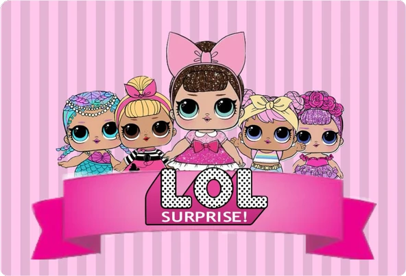 Lol Bebek Dikdörtgen Pasta Yenilebilir Resim Baskı 28*19 cm ürün görseli