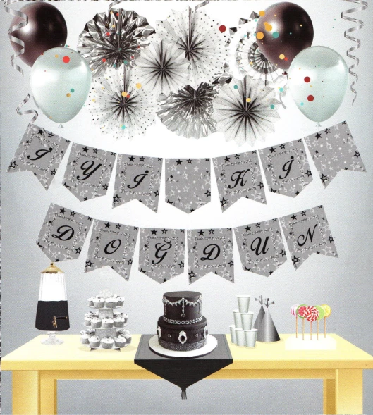 İyiki Doğdun Gümüş Temalı Uzar Yazı Banner ürün görseli 1